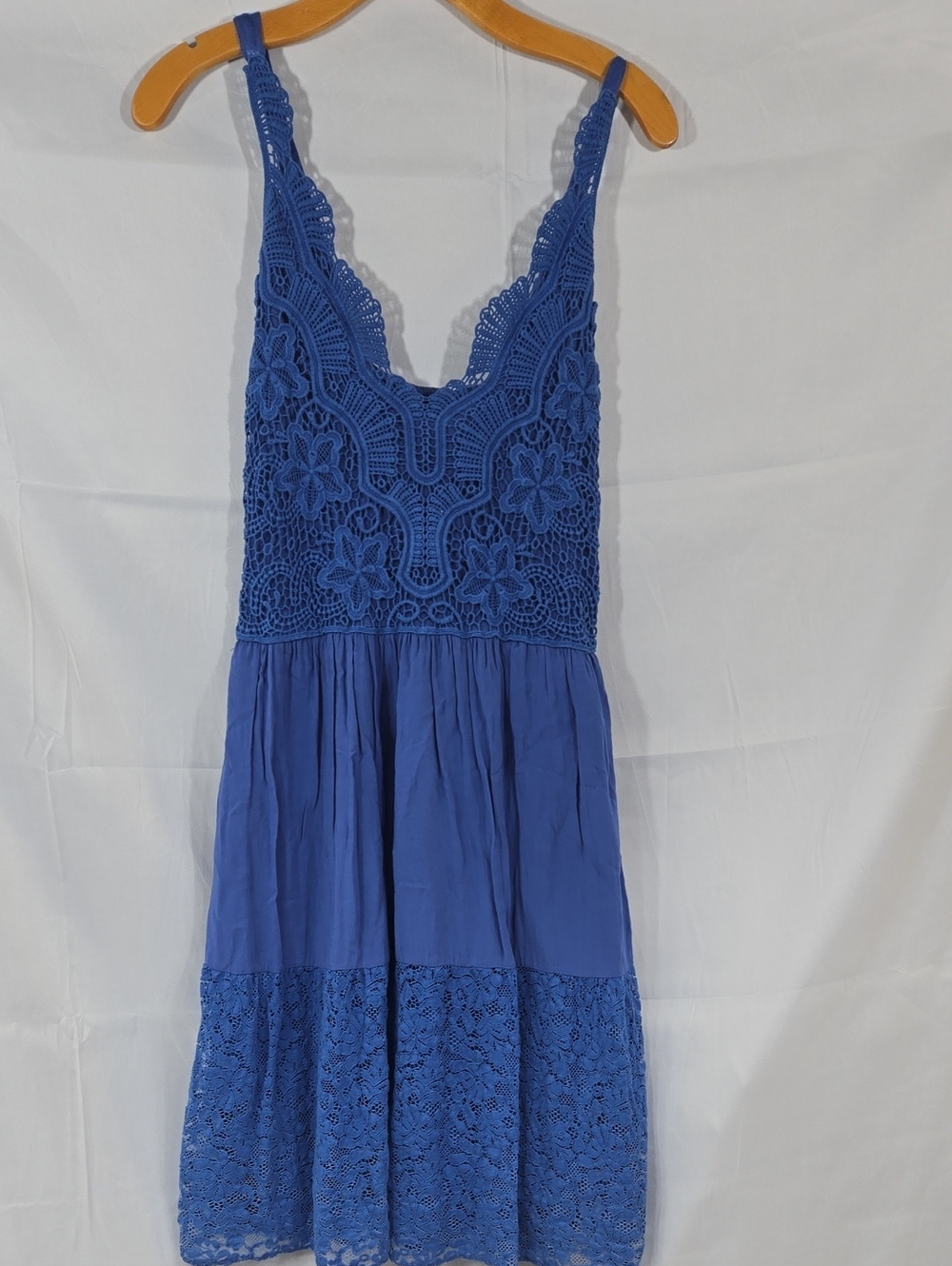 Made In Italy Blue Crochet Bodice Summer Dress - Women S/M